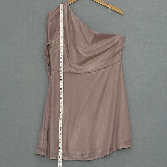 Andree‎ by Unit Womens Dress L Dusty Lavender Chiffon One Shoulder Mini Fairy - Picture 10 of 14